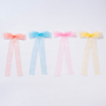 Multi Organza Ribbon Hair Bows - Set of 4