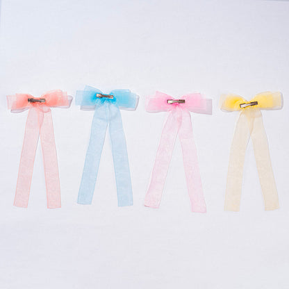 Multi Organza Ribbon Hair Bows - Set of 4