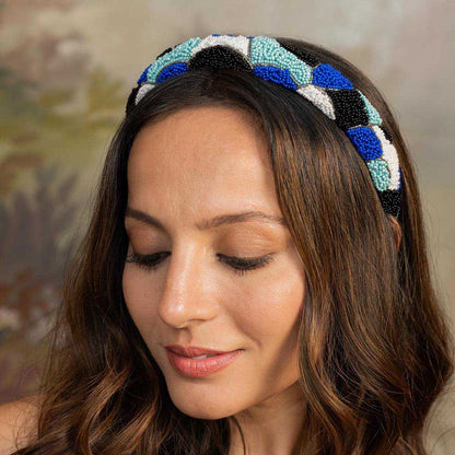 Bandolete de cabelo com detalhe de olho grego - Azul