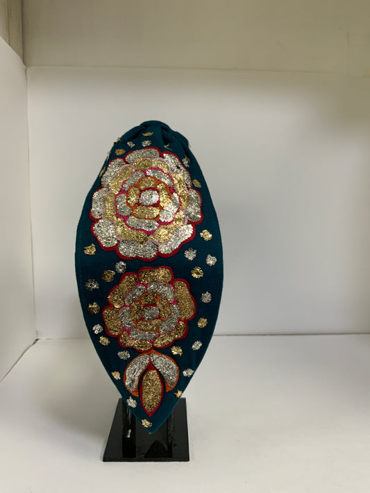 Rose Twilight Embellished Knotted Headband