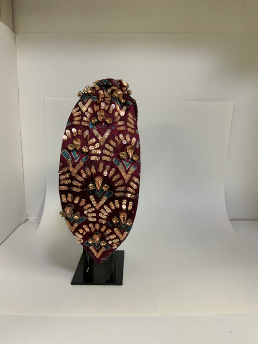 Plum Royale Beaded Knotted Headband