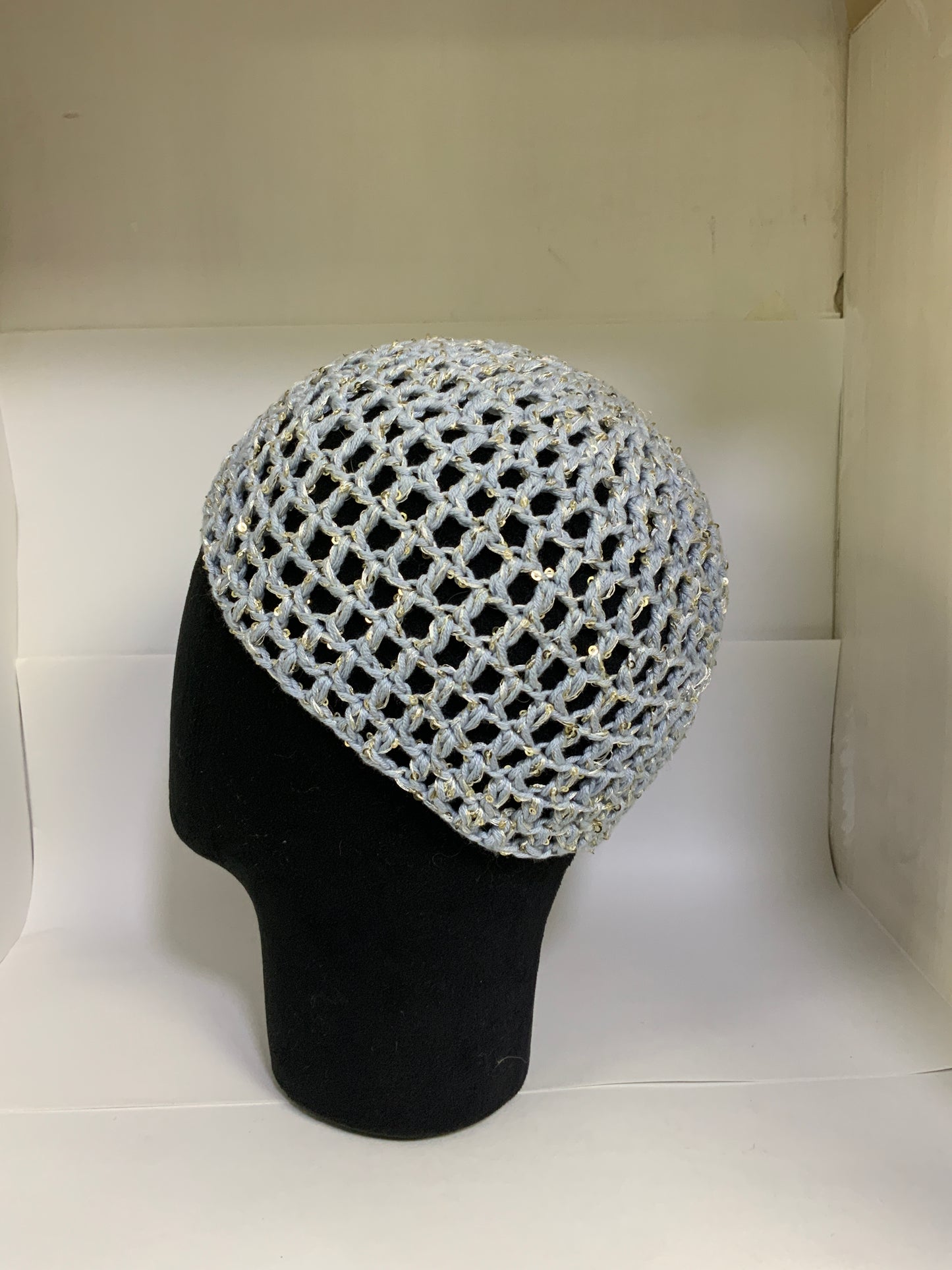 Amelia Crochet Mesh Skull Cap - White