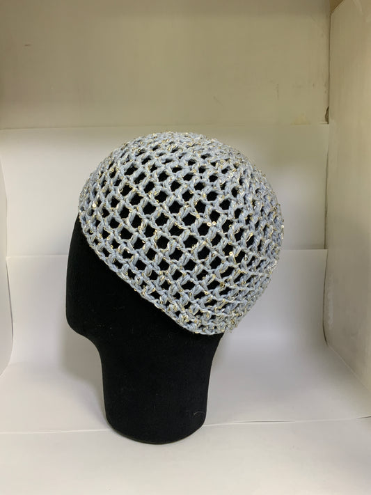 Amelia Crochet Mesh Skull Cap - White