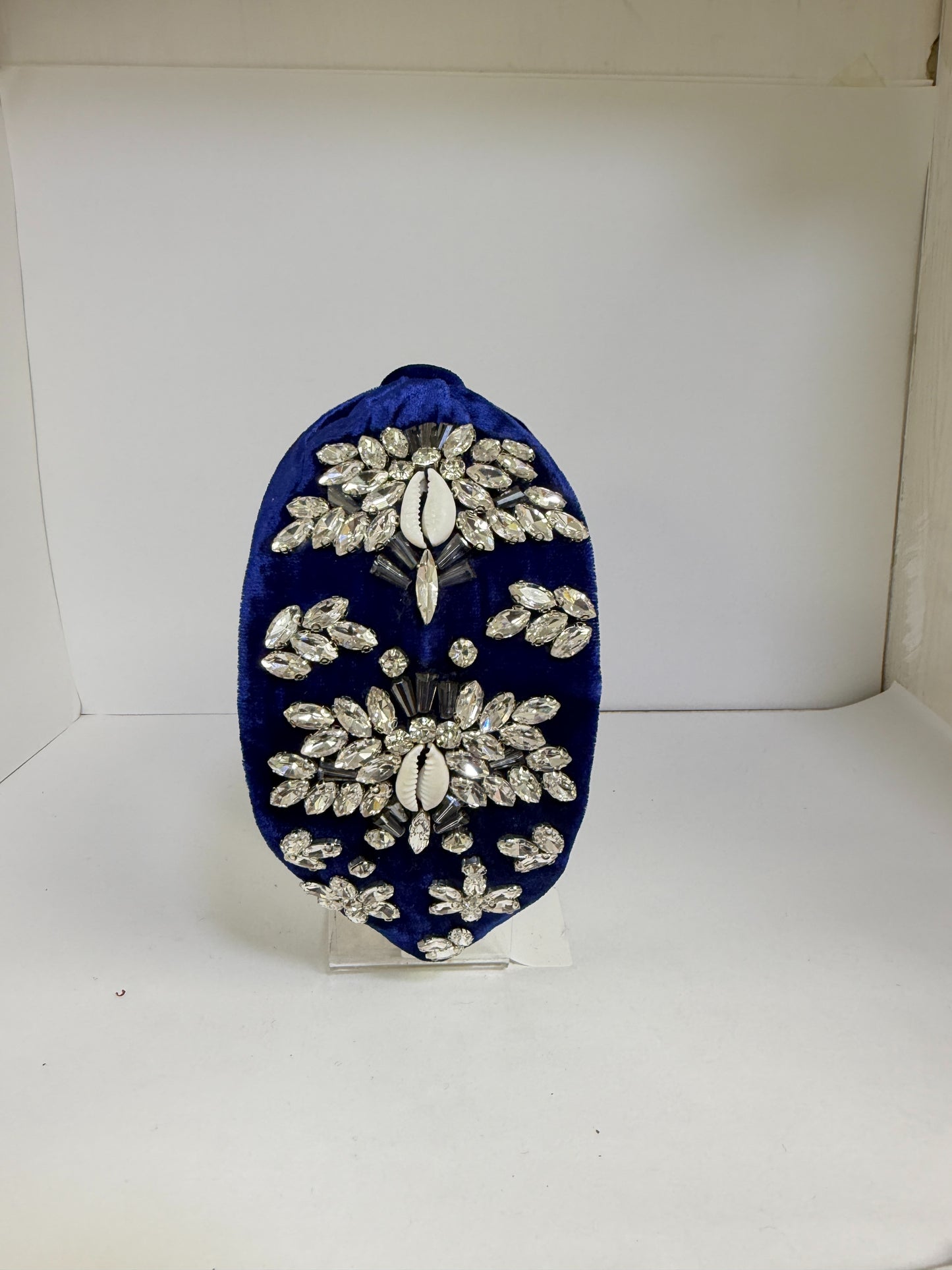 Silver Bloom Navy Knotted Headband