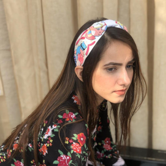 Bandolete com nó Nutty Love - Branco e Azul