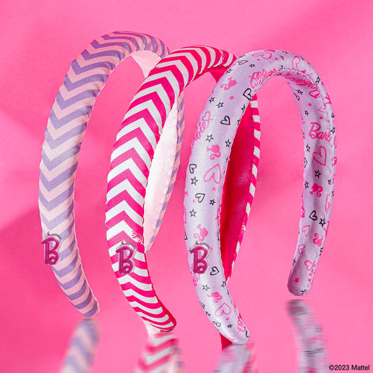 Elásticos de cabelo Barbie em cetim - Conjunto de 3 - Rosa e Lilás