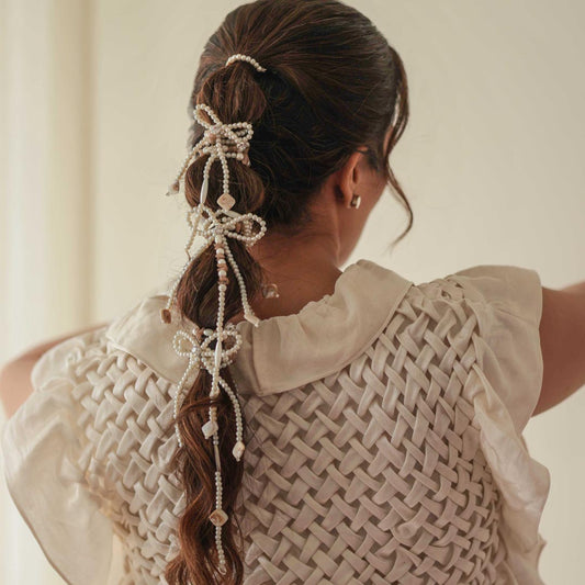 Cortinas Diva com Borlas de Cristal e Pérola - Parandi - Brancas