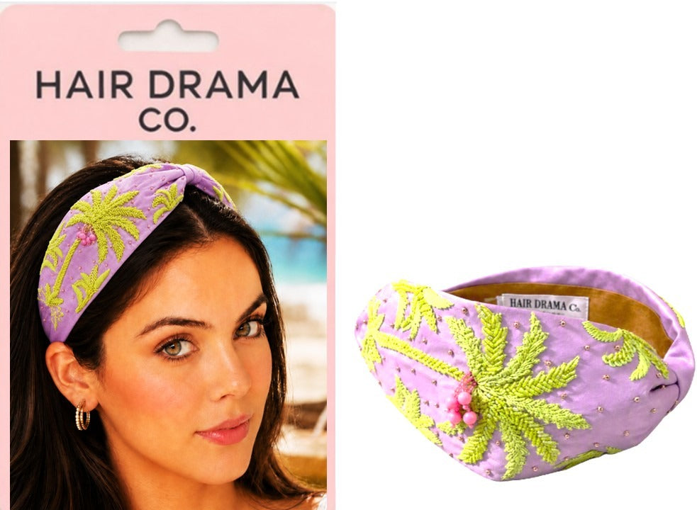Purple Palm Springs Embroidered Headband