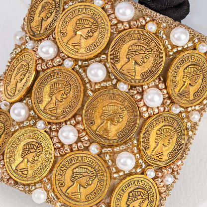 Embellished Coin Ponytail Holder - Gold