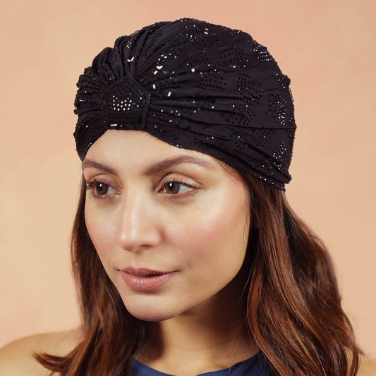 Turbante preto - Cristais pretos