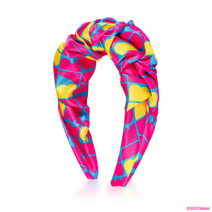 Fita de cabelo Barbie com folhos em cetim - Rosa, Azul e Amarela 