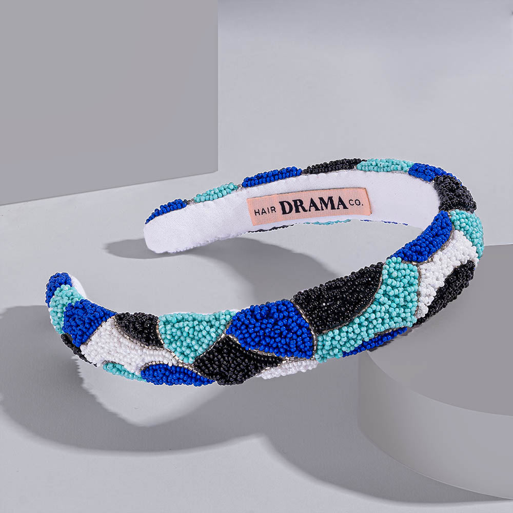 Bandolete de cabelo com detalhe de olho grego - Azul