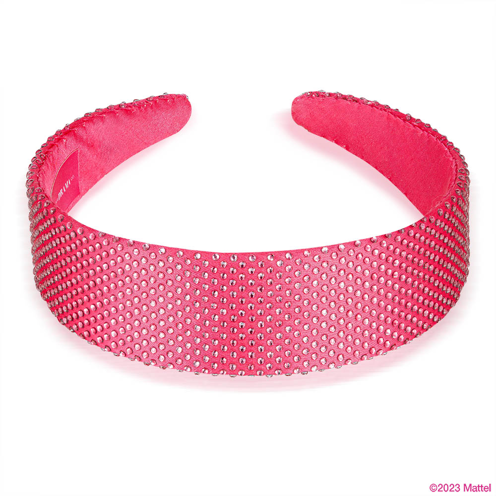 Fita de cabelo plana com strass e pendente da Barbie - Rosa choque