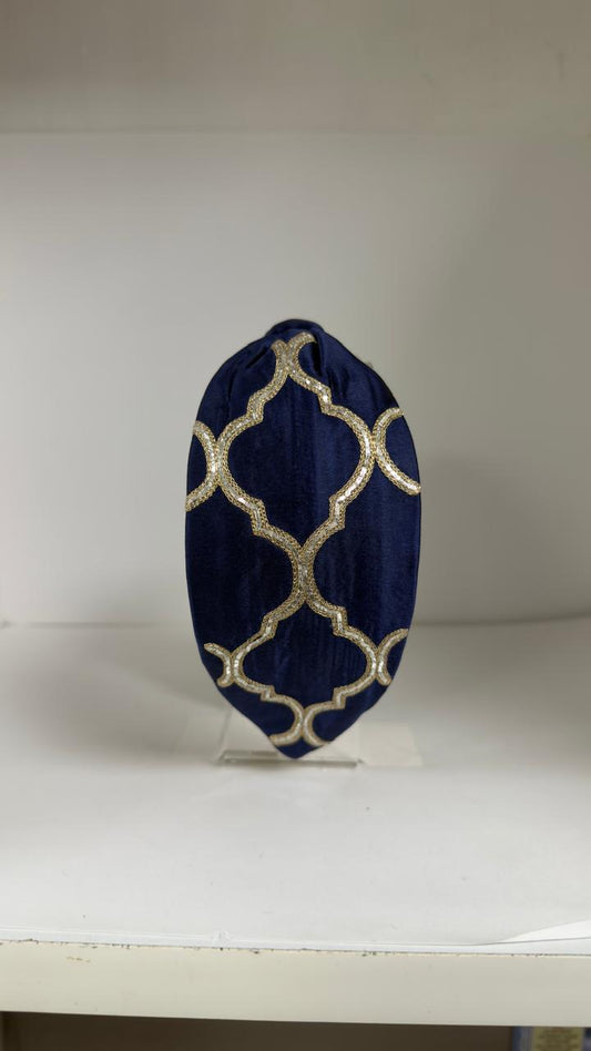 Natasha Satin Knotted Headband - Blue