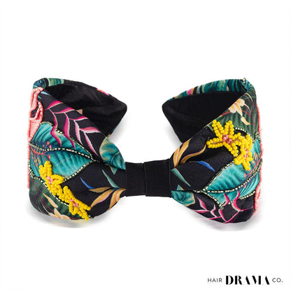 Tropical Knotted Headband - Black