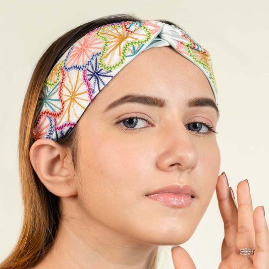 Fita de cabelo com nó multicolor