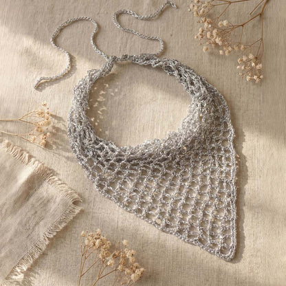 Hair Drama Company silver crochet headscarf - versatile boho wrap for sunny days and festivals