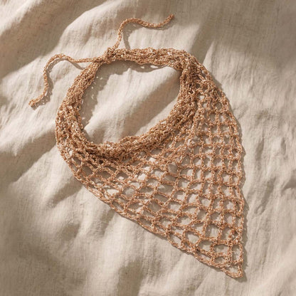 Lightweight bohemian headwrap in dull gold zari - effortlessly ties with casual and dressy looks