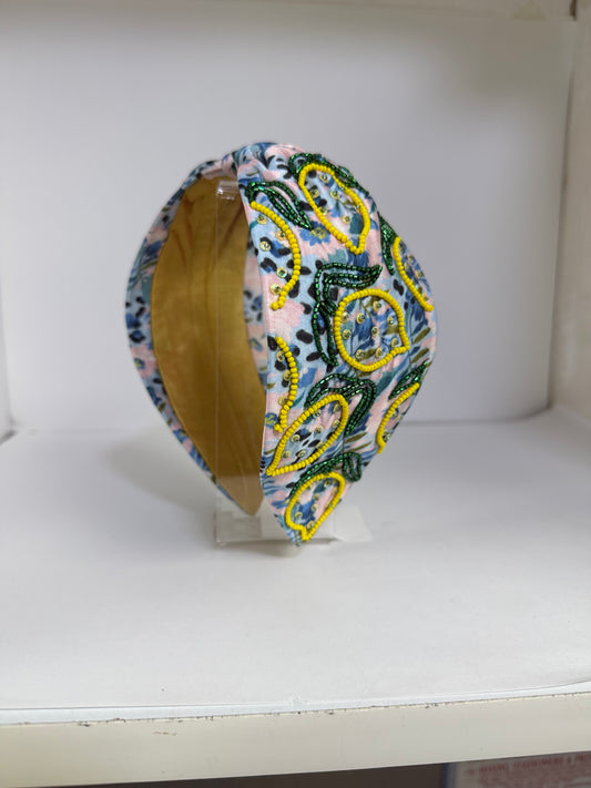 Lemon Pop Beaded Knotted Headband