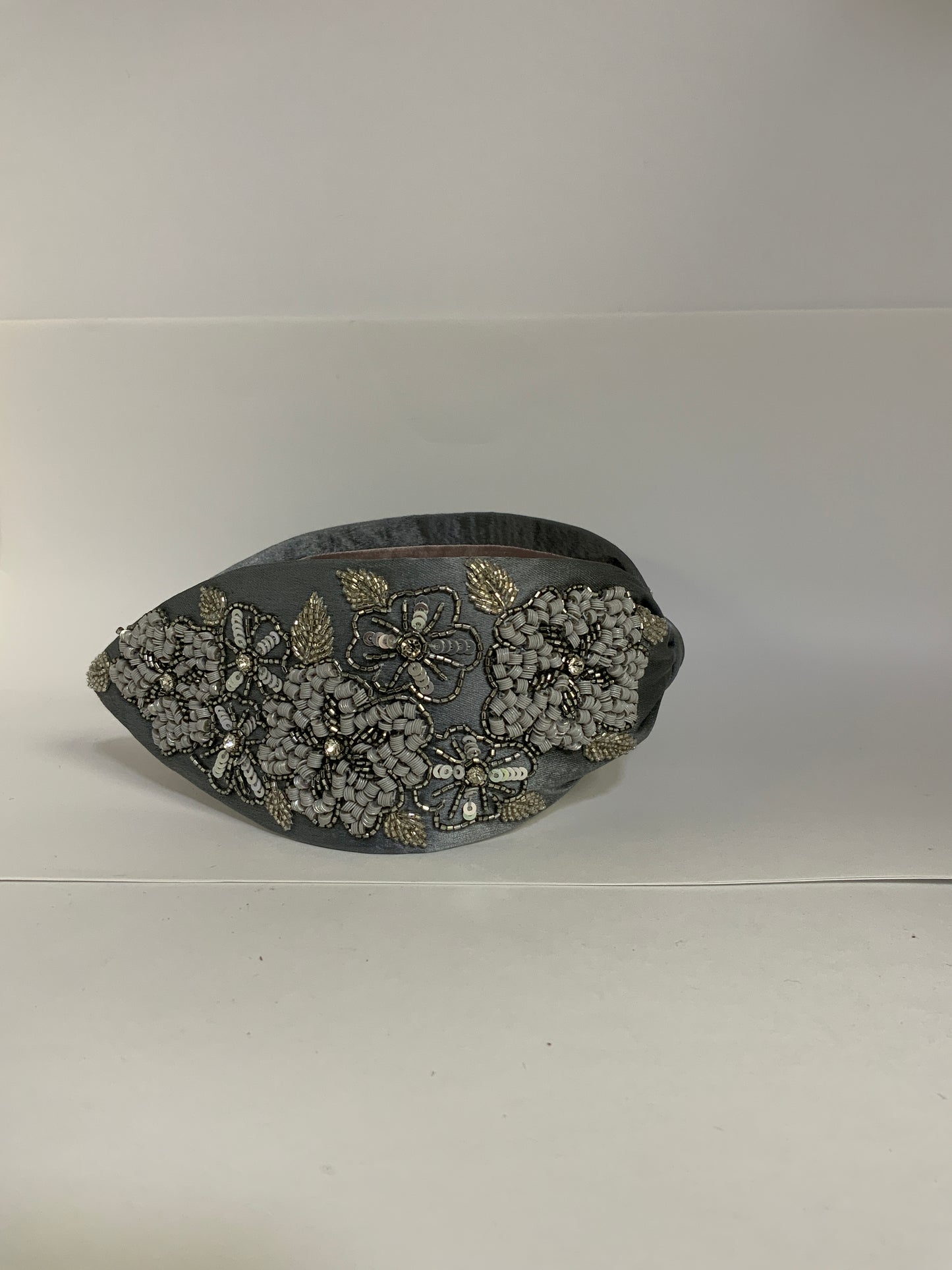 Shalone Flora Embellished Knotted Headband - Grey