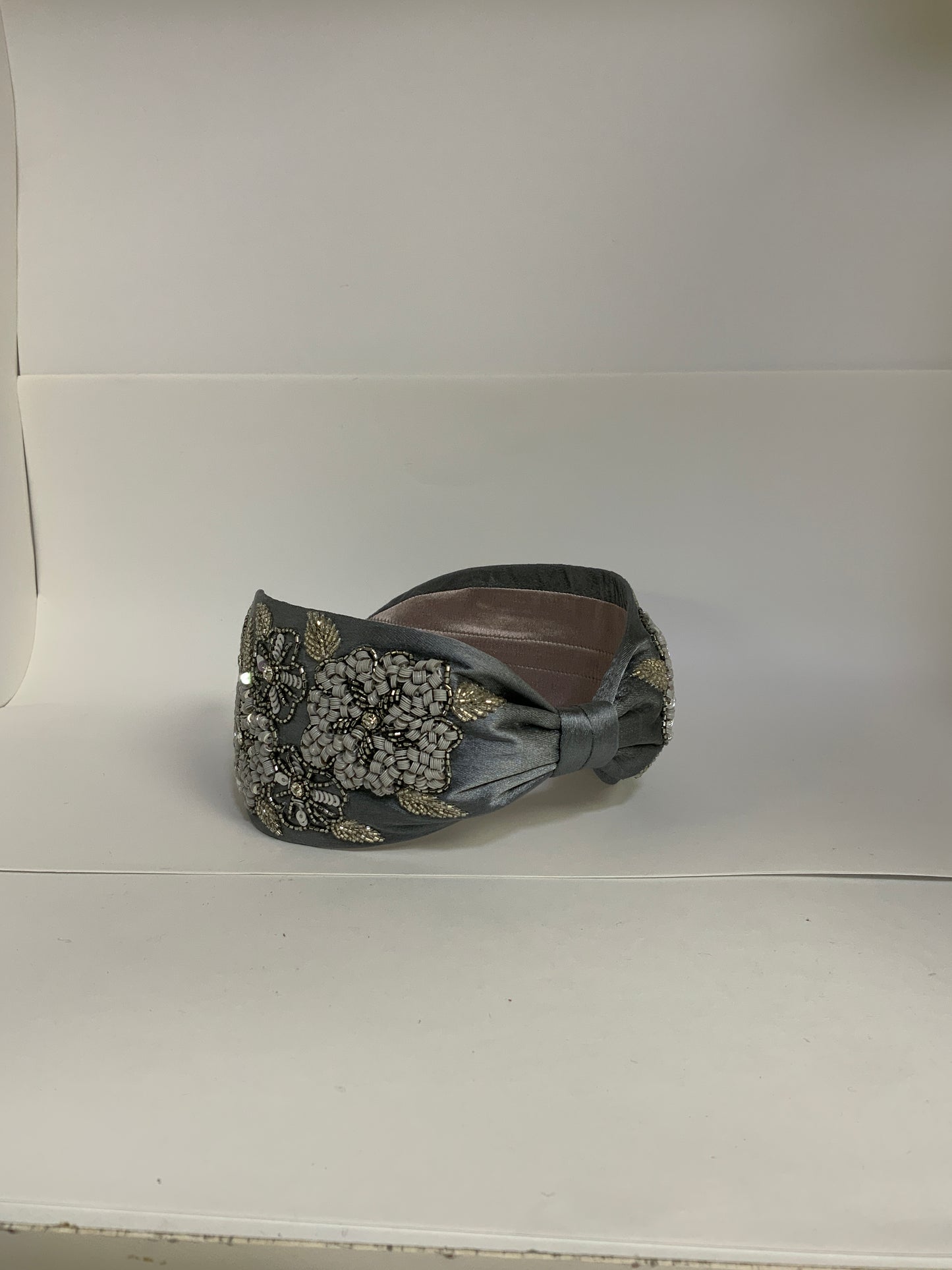 Shalone Flora Embellished Knotted Headband - Grey