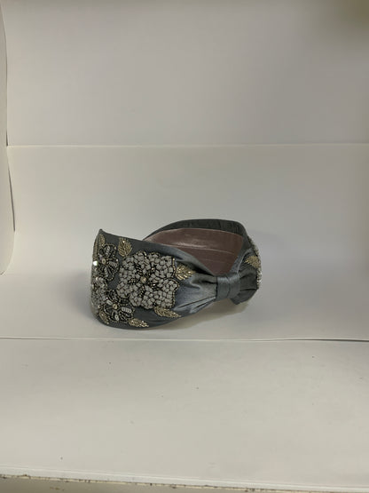 Shalone Flora Embellished Knotted Headband - Grey