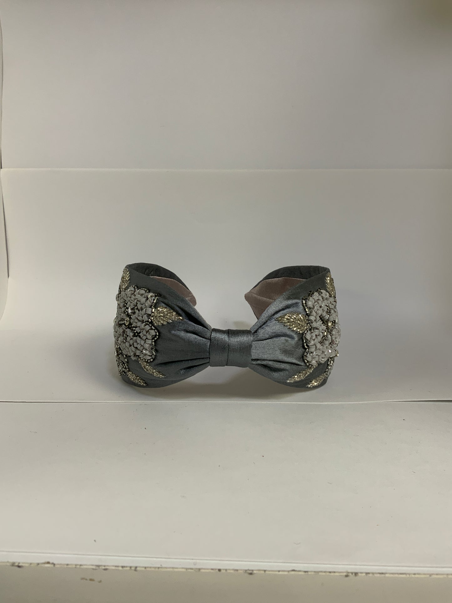 Shalone Flora Embellished Knotted Headband - Grey