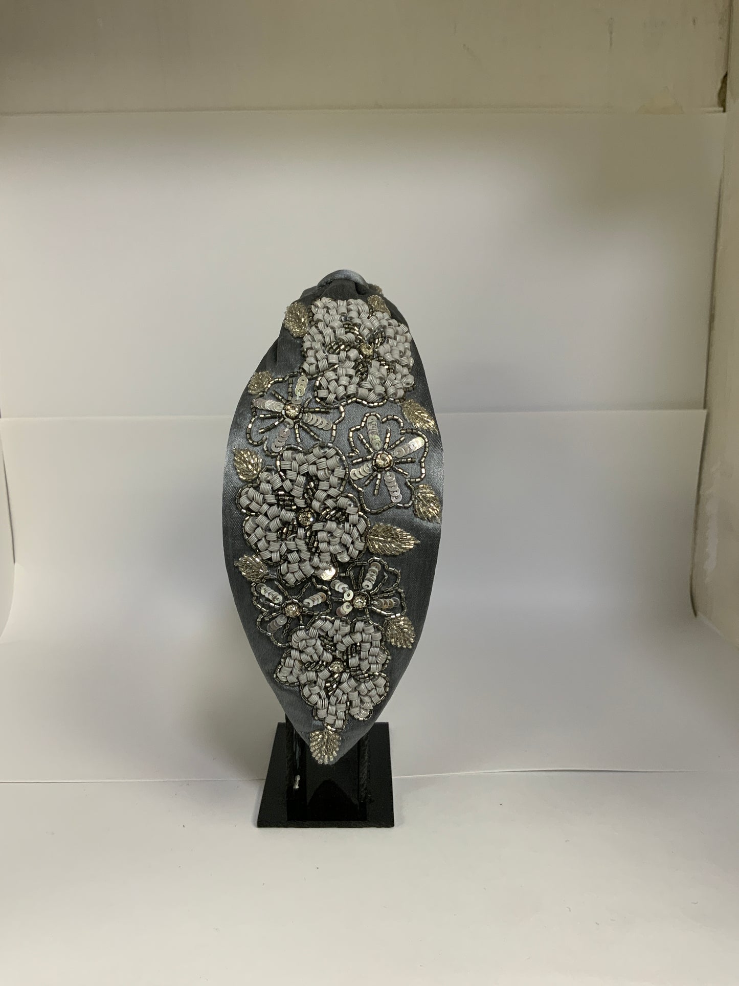 Shalone Flora Embellished Knotted Headband - Grey