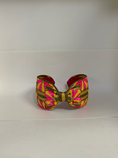 Rani Bloom Embellished Knot Headband – Olive