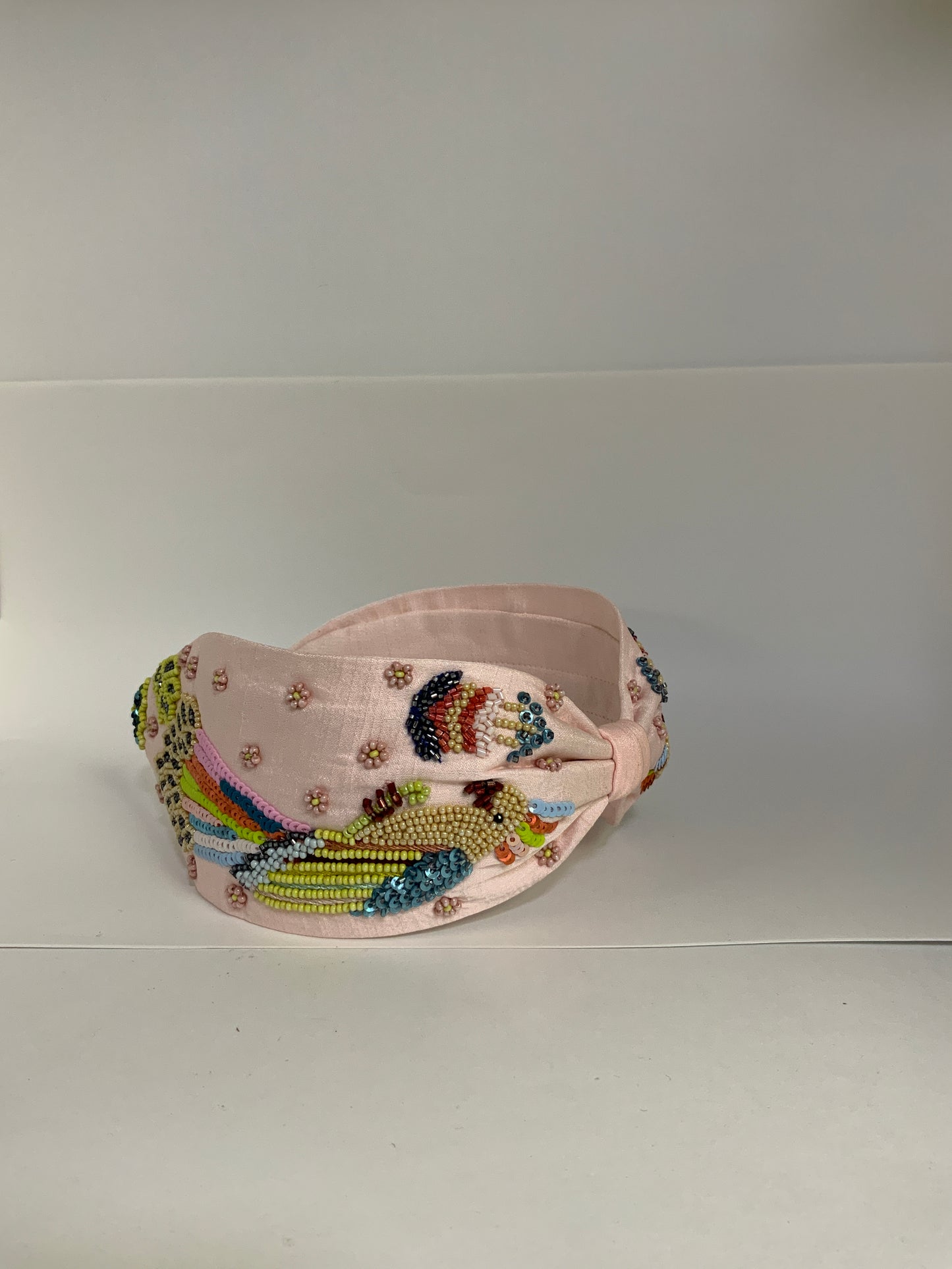 Birdsong Embroidered Knot Headband – Blush