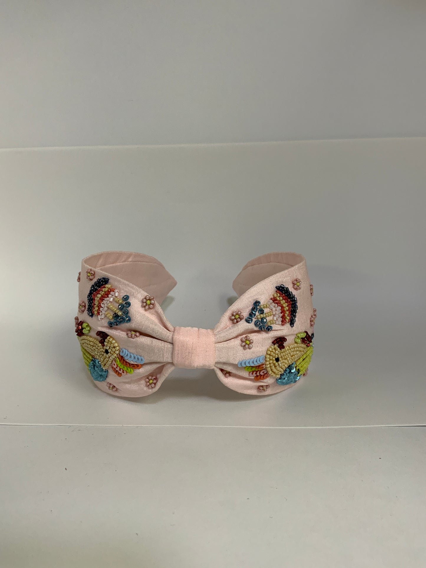 Birdsong Embroidered Knot Headband – Blush