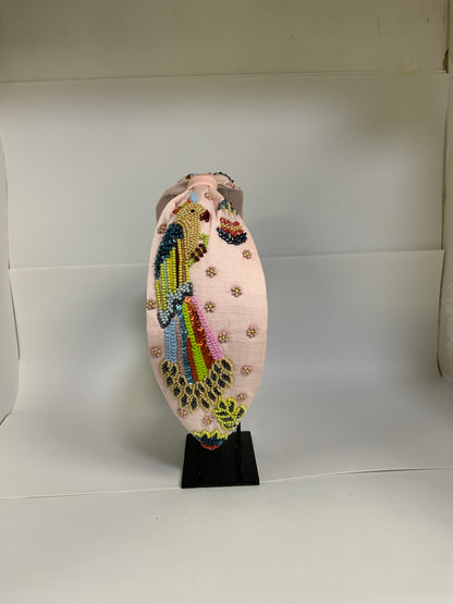 Birdsong Embroidered Knot Headband – Blush