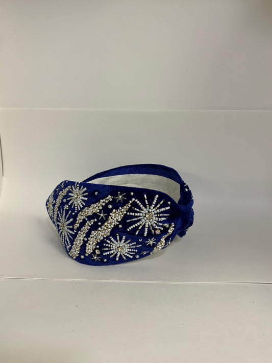 Celestial Spark Knot Headband – Sapphire