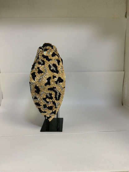 Sequin Leopard Knot Headband