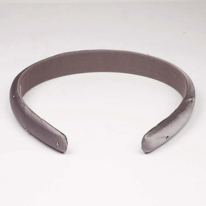 100% Mulberry Silk Puff Hair Band with Rhinestones - Grey